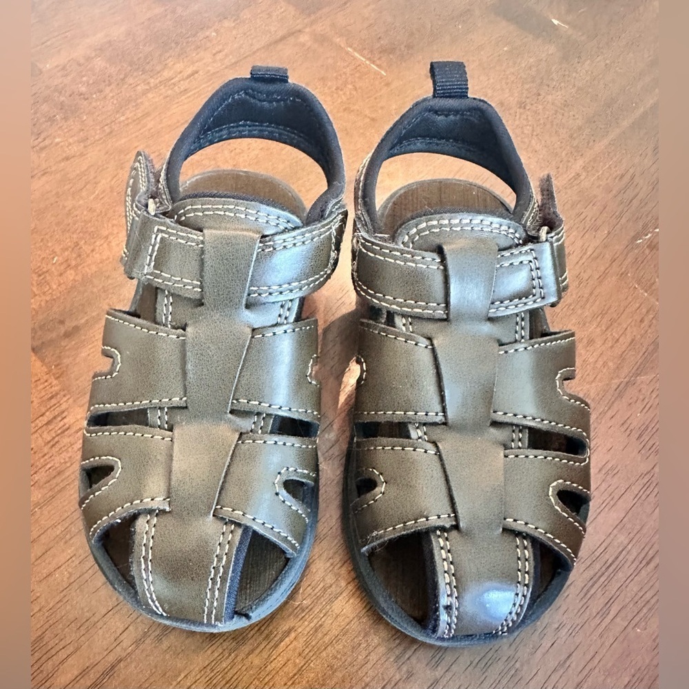 7 toddler boys wonder nation brown leather look sandals summer boho fishing - Picture 2 of 5